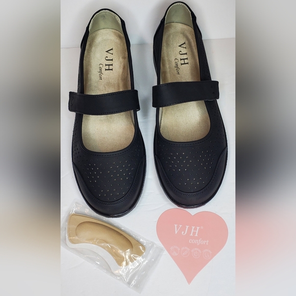 Mary Jane VJH Confort Black Shoes Woman's Size 9 Comfort Slip On w/ Original Box - Picture 4 of 12